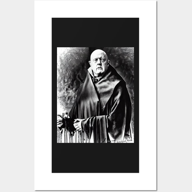 Aleister Crowley The Great Beast of Thelema Black and White Drawing as Old Wizard Wall Art by hclara23
